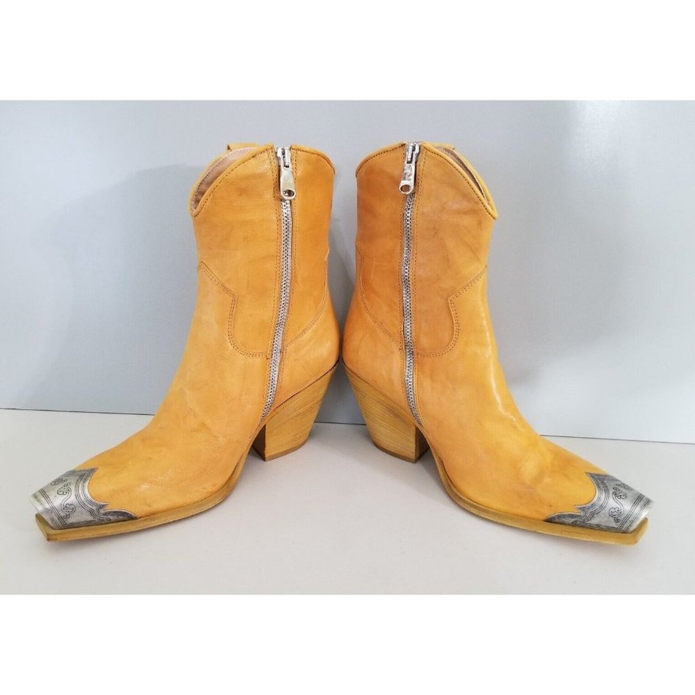 Free People Brayden Western Boots Cognac Yellow Leather Womens Size 38 - Picture 3 of 4